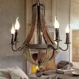 Żyrandol 5 świateł Vintage Retro Country Living Jadalnia Metal