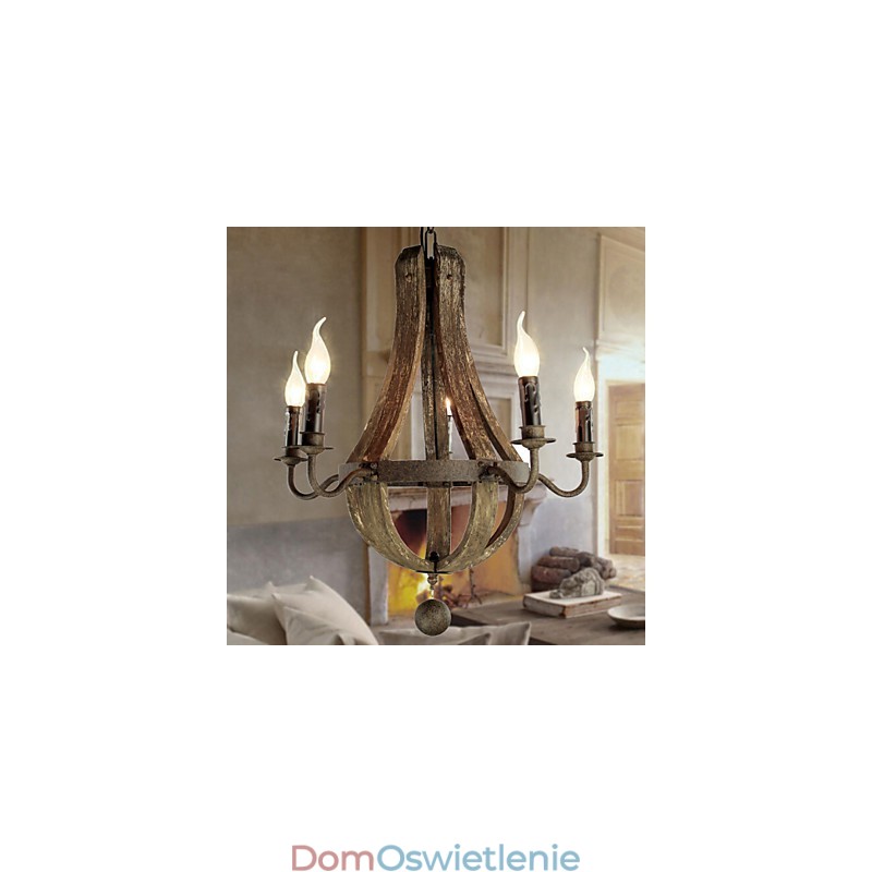 Żyrandol 5 świateł Vintage Retro Country Living Jadalnia Metal
