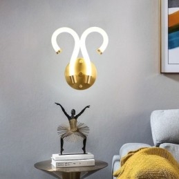 Nowoczesna lampa ścienna Kreatywność Kinkiet Kinkiet Miedziany Owczy Róg 2 Światła