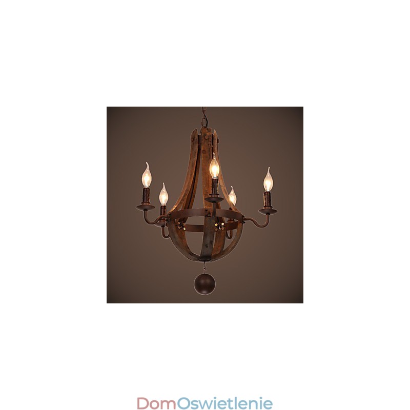 Żyrandol 5 świateł Vintage Retro Country Living Jadalnia Metal