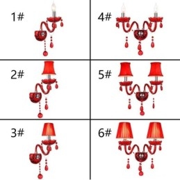 Europejska lampa ścienna kryształowa w kolorze czerwonym