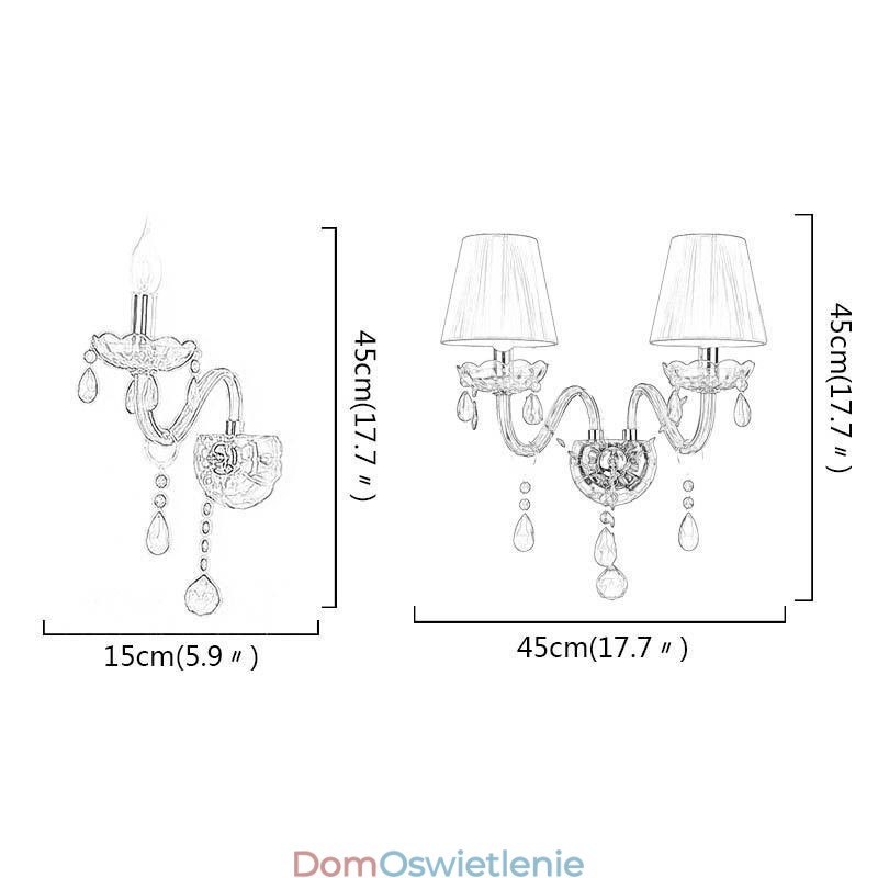 Europejska lampa ścienna kryształowa w kolorze czerwonym