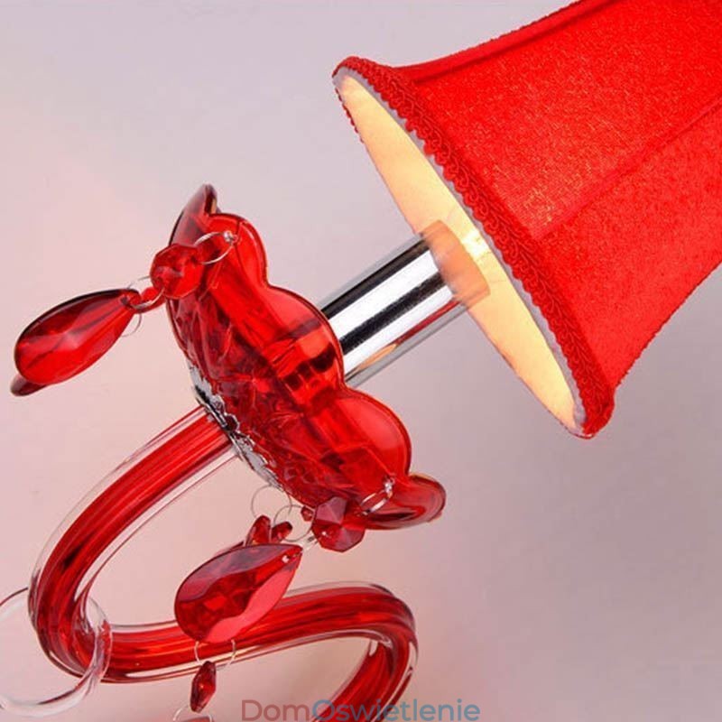 Europejska lampa ścienna kryształowa w kolorze czerwonym