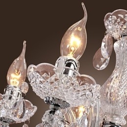 Lampa sufitowa chromowana Upligh, lampa wisząca na świecę, akrylowa, żyrandol