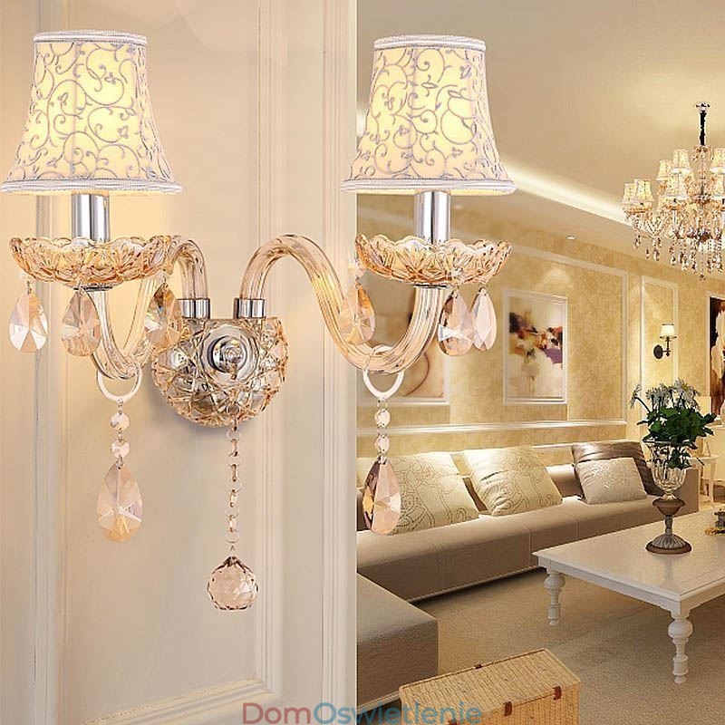 Elegancki kryształowy kinkiet w stylu europejskim, lampa ścienna do alejki