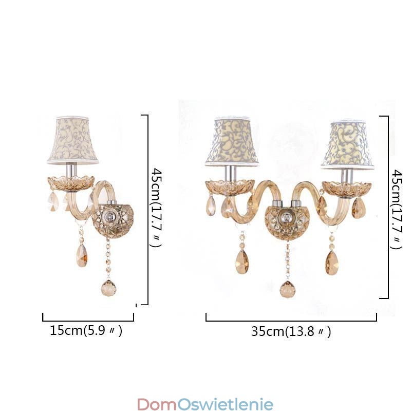 Elegancki kryształowy kinkiet w stylu europejskim, lampa ścienna do alejki
