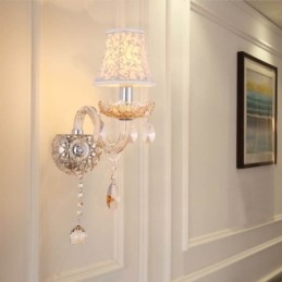 Elegancki kryształowy kinkiet w stylu europejskim, lampa ścienna do alejki