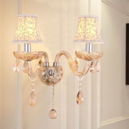 Elegancki kryształowy kinkiet w stylu europejskim, lampa ścienna do alejki