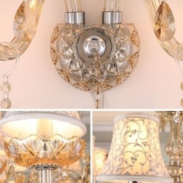 Elegancki kryształowy kinkiet w stylu europejskim, lampa ścienna do alejki