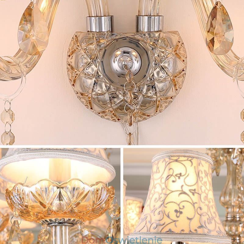 Elegancki kryształowy kinkiet w stylu europejskim, lampa ścienna do alejki