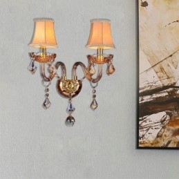 Europejska kryształowa lampa ścienna Elegancka dwupunktowa lampa ścienna na schody