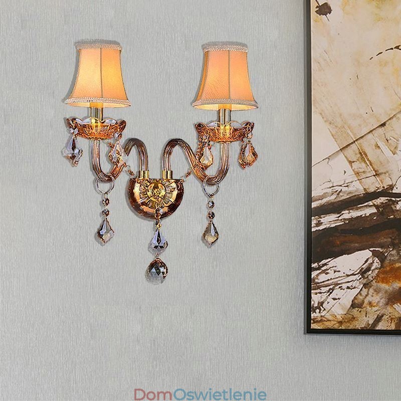 Europejska kryształowa lampa ścienna Elegancka dwupunktowa lampa ścienna na schody