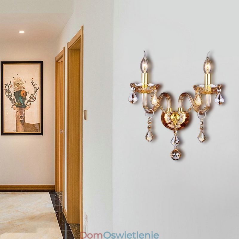 Europejska kryształowa lampa ścienna Elegancka dwupunktowa lampa ścienna na schody