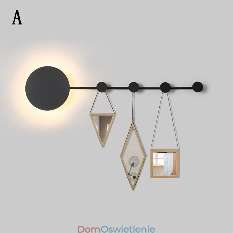 Nowoczesna lampa ścienna okrągła lampa ścienna czarny haczyk kinkiet oświetlenie przy łóżku