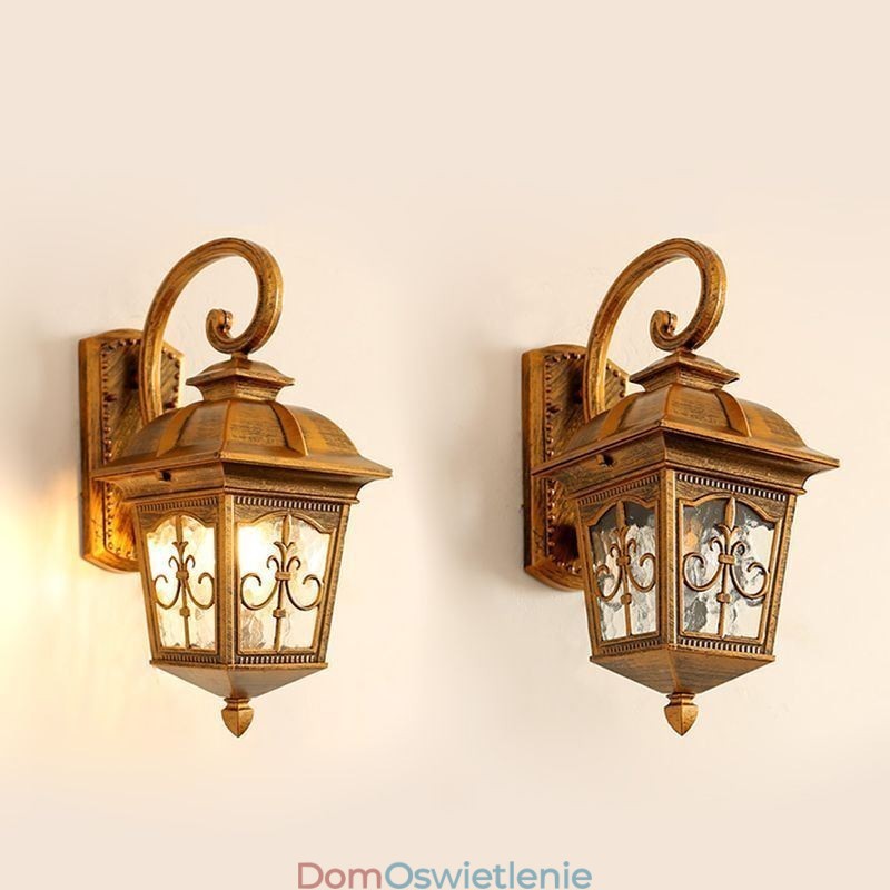 Europejska retro zewnętrzna lampa ścienna wodoodporna strzałka kwiat kinkiet ścienny