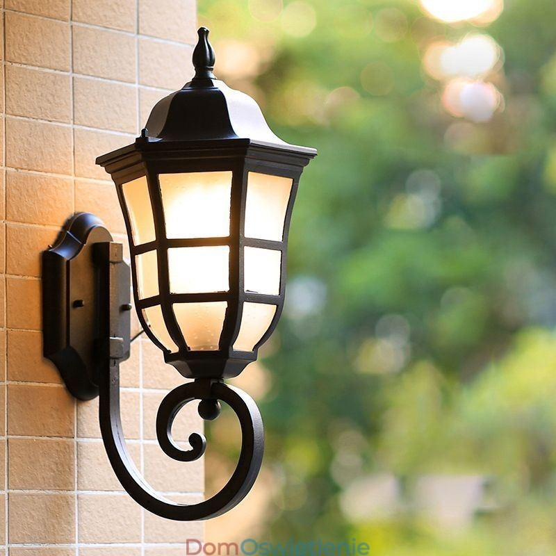 Europejska kinkiet Retro lampa zewnętrzna pojedyncza głowica wodoodporna lampa ścienna ze szkła mrożonego