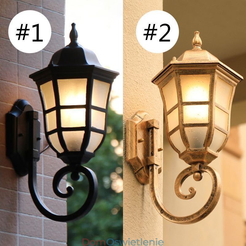 Europejska kinkiet Retro lampa zewnętrzna pojedyncza głowica wodoodporna lampa ścienna ze szkła mrożonego