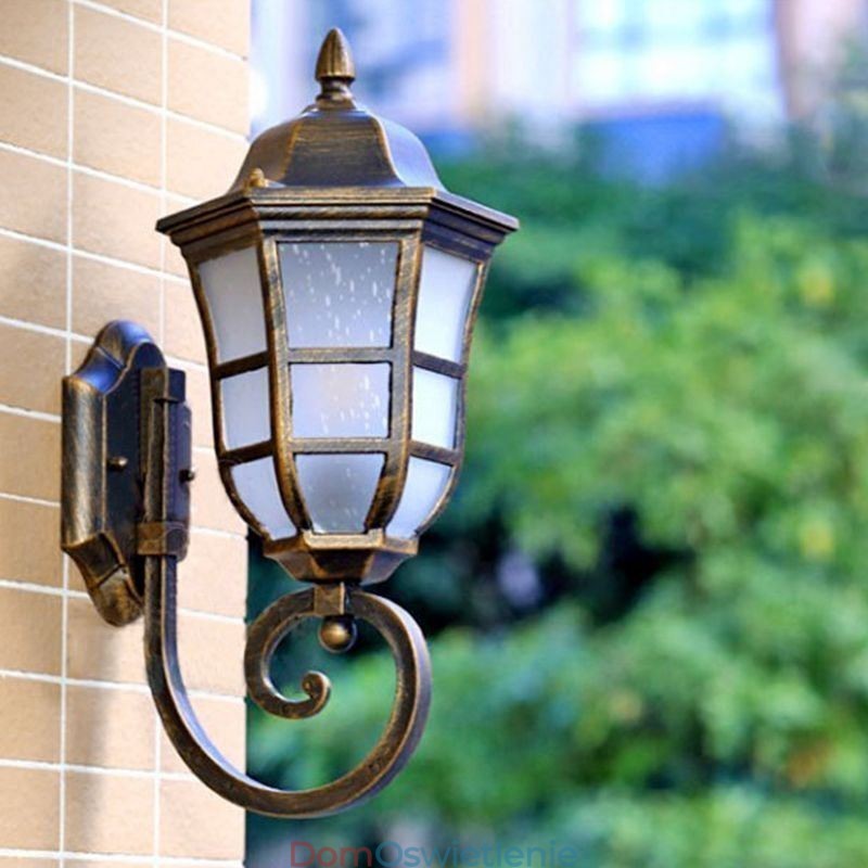 Europejska kinkiet Retro lampa zewnętrzna pojedyncza głowica wodoodporna lampa ścienna ze szkła mrożonego