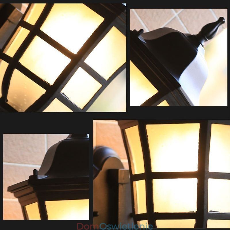Europejska kinkiet Retro lampa zewnętrzna pojedyncza głowica wodoodporna lampa ścienna ze szkła mrożonego