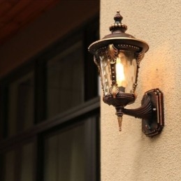 Europejski Retro Zewnętrzny Kinkiet Ścienny Wodoodporny Rzeźbiony Kinkiet Ścienny Ogród Balkon Dziedziniec