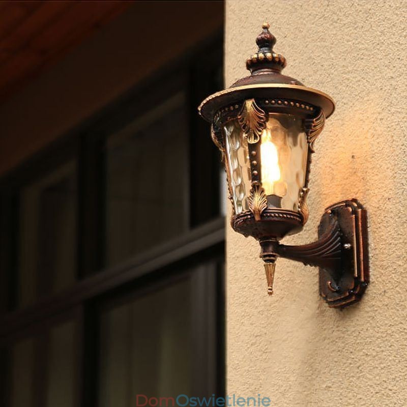 Europejski Retro Zewnętrzny Kinkiet Ścienny Wodoodporny Rzeźbiony Kinkiet Ścienny Ogród Balkon Dziedziniec