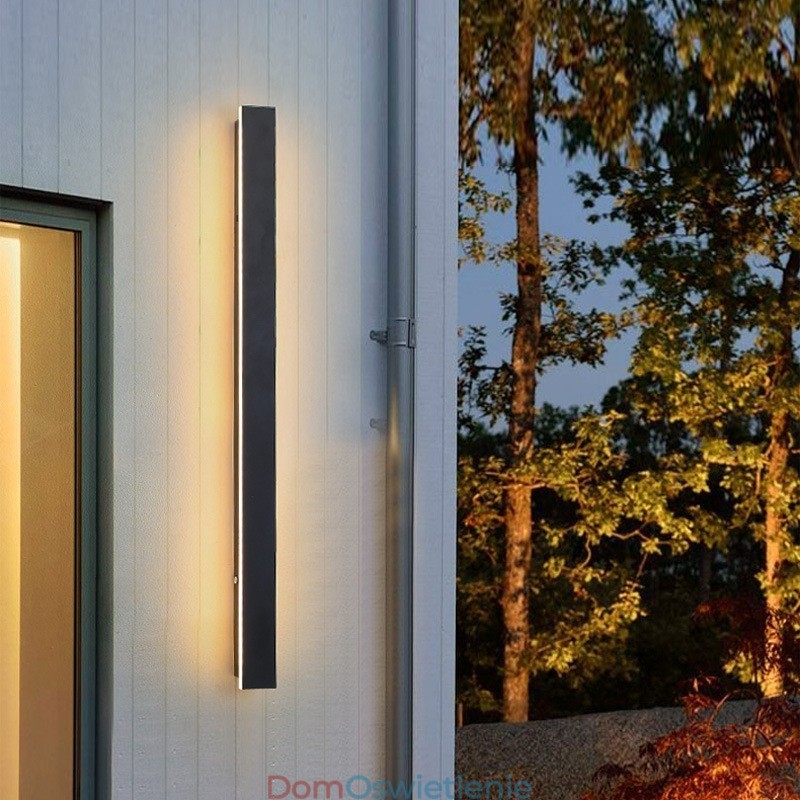 Zewnętrzna długa nowoczesna współczesna lampa ścienna kinkiet IP 44 do ganku, patio, ogrodu