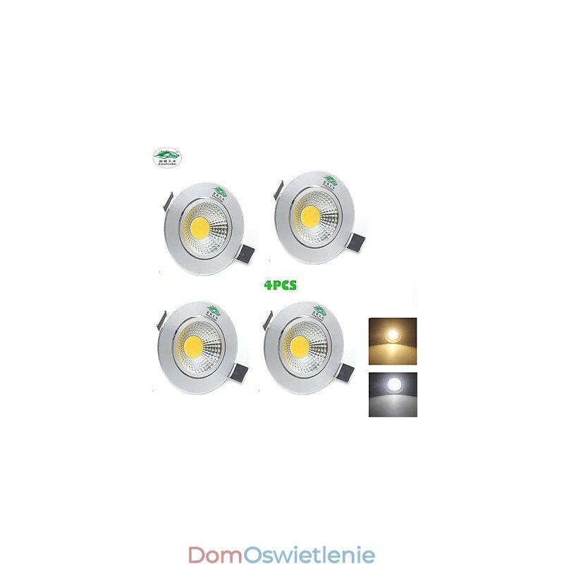 4PCS Zweihnder 3W 300Lm COB Lampa sufitowa Downlight Ciepłe białe światło