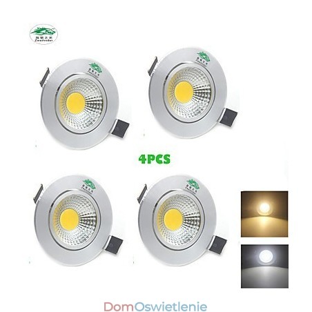4PCS Zweihnder 3W 300Lm COB Lampa sufitowa Downlight Ciepłe białe światło