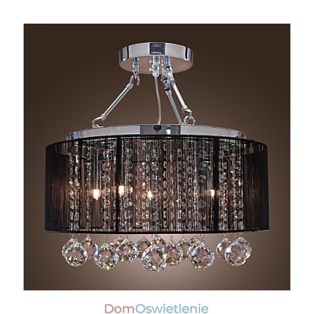 Nowoczesny kryształowy klosz z 5 światłami i czarnym materiałem