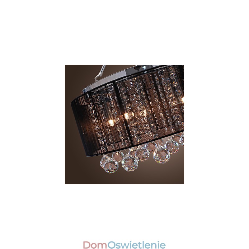 Nowoczesny kryształowy klosz z 5 światłami i czarnym materiałem