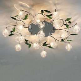 Zielona kryształowa lampa sufitowa okrągła lampa powietrzna lampa żelazna