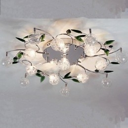 Zielona kryształowa lampa sufitowa okrągła lampa powietrzna lampa żelazna