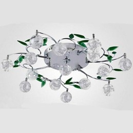 Zielona kryształowa lampa sufitowa okrągła lampa powietrzna lampa żelazna