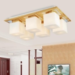 Lampa sufitowa dębowa sześć świateł dąb i szkło 220~240V