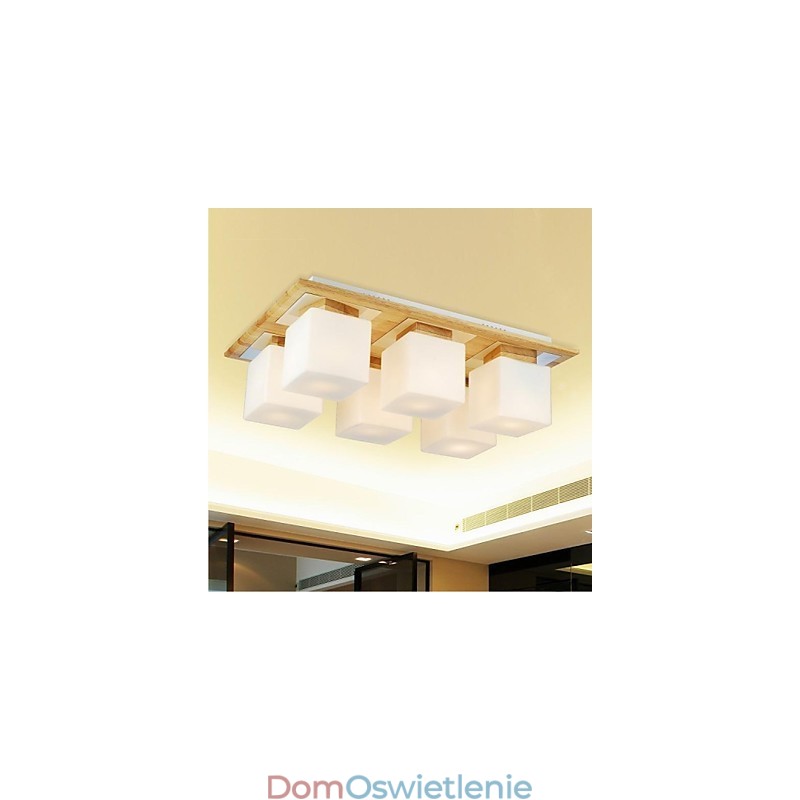 Lampa sufitowa dębowa sześć świateł dąb i szkło 220~240V