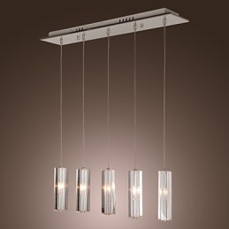 Nowoczesna współczesna wyspa kryształowa chromowana metalowa lampa wisząca