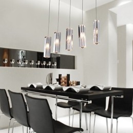 Nowoczesna współczesna wyspa kryształowa chromowana metalowa lampa wisząca