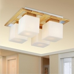 Lampa sufitowa dębowa cztery światła dąb i szkło 220~240V (HY9024)