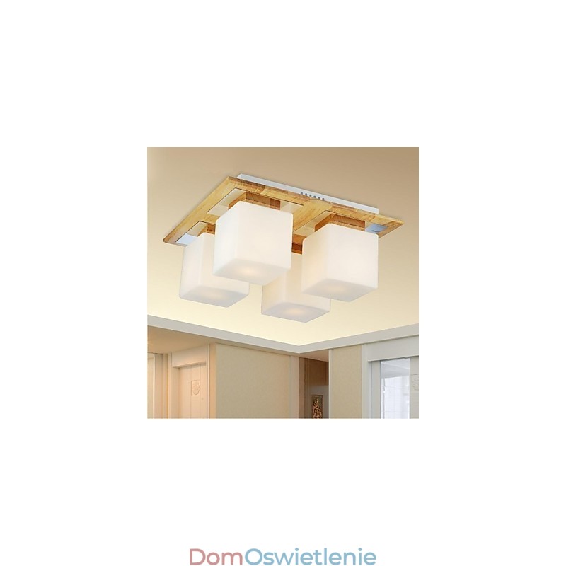 Lampa sufitowa dębowa cztery światła dąb i szkło 220~240V (HY9024)