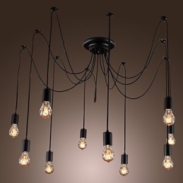 Żyrandol Vintage Design Żarówki w zestawie Living 10 świateł Lampa wisząca