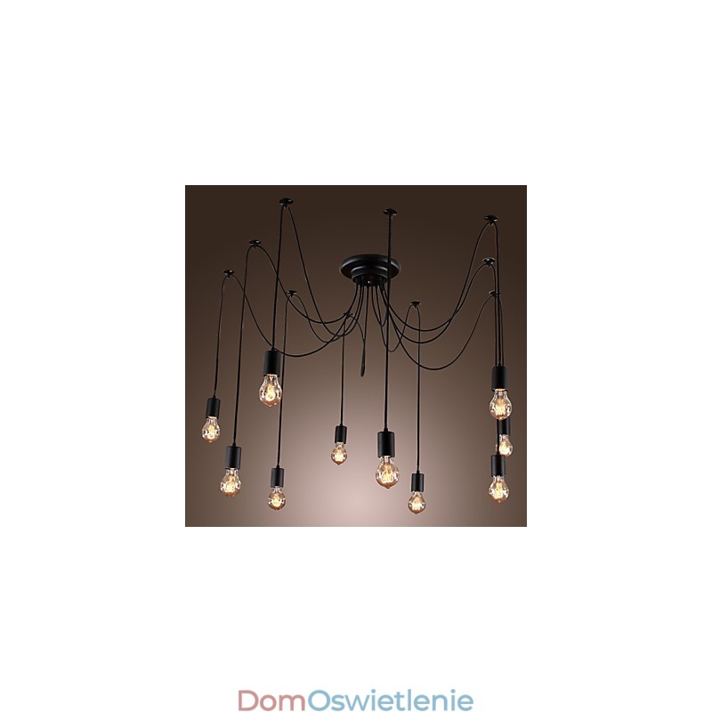 Żyrandol Vintage Design Żarówki w zestawie Living 10 świateł Lampa wisząca