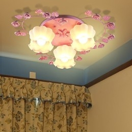 Kreatywna Lampa Lampa Kontraktowa Wiejska Słodka Różowa Róża 3 Absorbująca Światło Kopuły