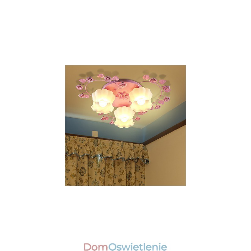 Kreatywna Lampa Lampa Kontraktowa Wiejska Słodka Różowa Róża 3 Absorbująca Światło Kopuły
