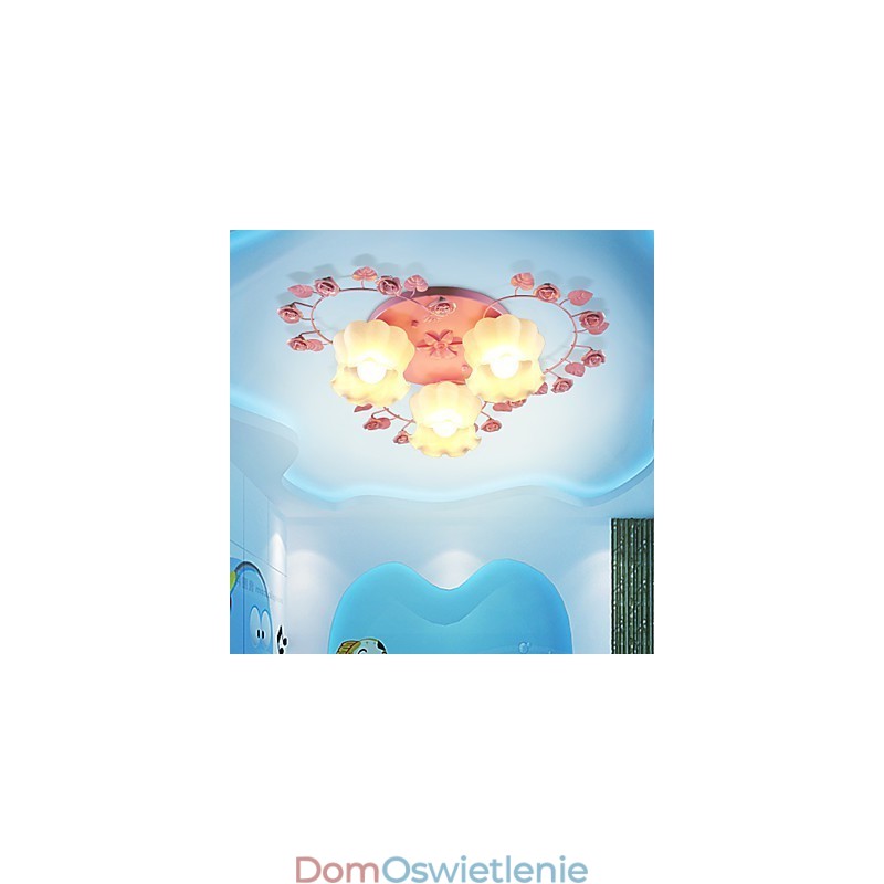 Kreatywna Lampa Lampa Kontraktowa Wiejska Słodka Różowa Róża 3 Absorbująca Światło Kopuły
