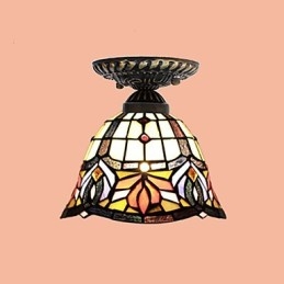 Europejskie wiejskie kreatywne sztuki witrażowe absorbują światło lampy kopuły
