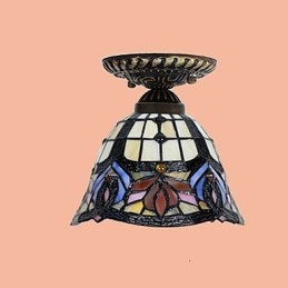 Europejskie wiejskie kreatywne sztuki witrażowe absorbują światło lampy kopuły