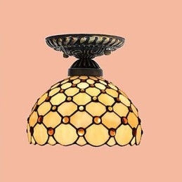 Europejskie wiejskie kreatywne sztuki witrażowe absorbują światło lampy kopuły