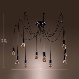 Żyrandol Vintage Design Żarówki w zestawie Living 10 świateł Lampa wisząca