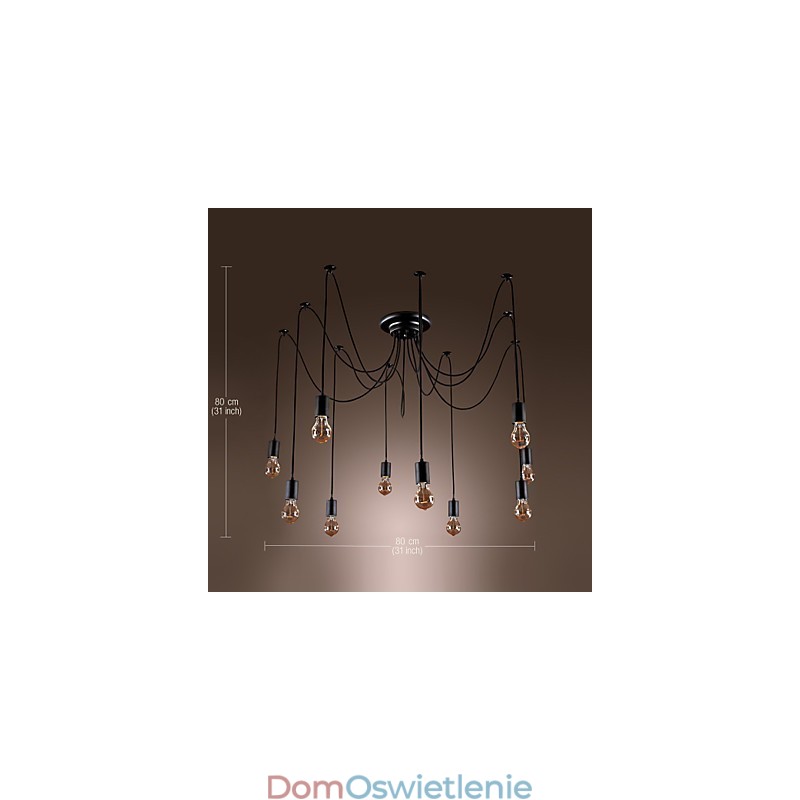Żyrandol Vintage Design Żarówki w zestawie Living 10 świateł Lampa wisząca