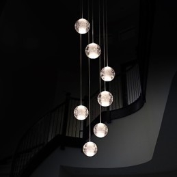 Nowoczesna lampa wisząca Lampa wisząca G4 Retroifit 7 świateł Chromowana powłoka Kryształ do oświetlenia schodów
